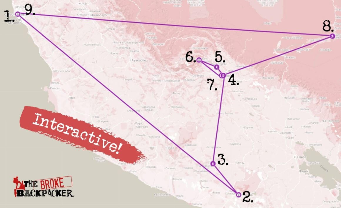 10 Days Itinerary in Peru map