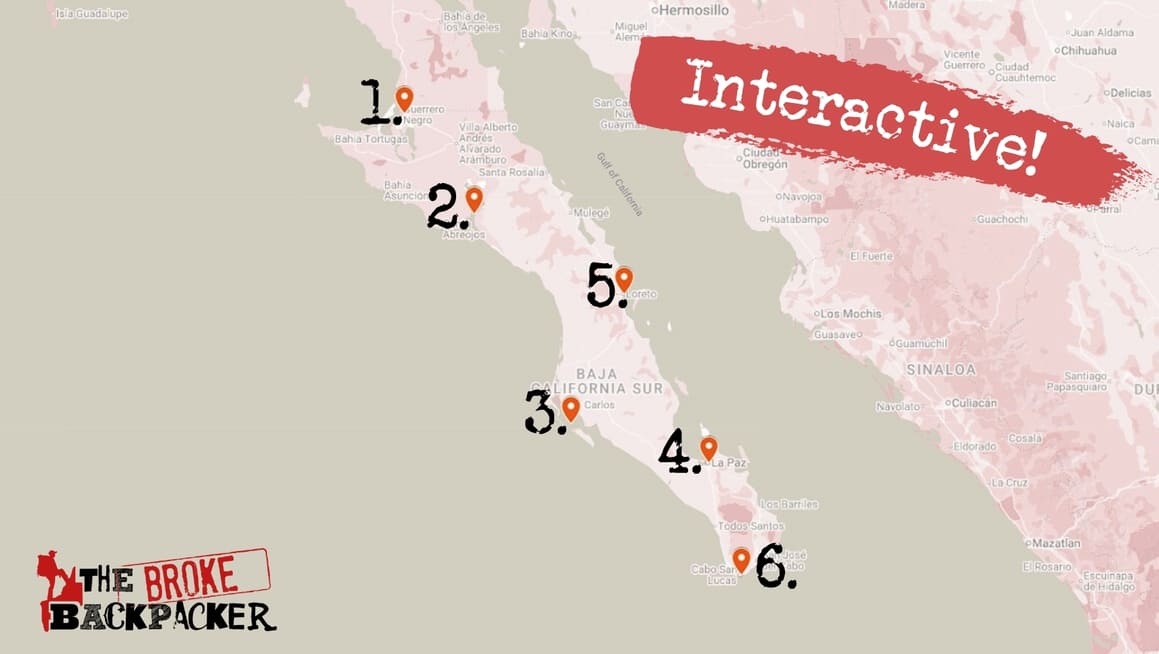 Guide to Whale Watching in Baja Map