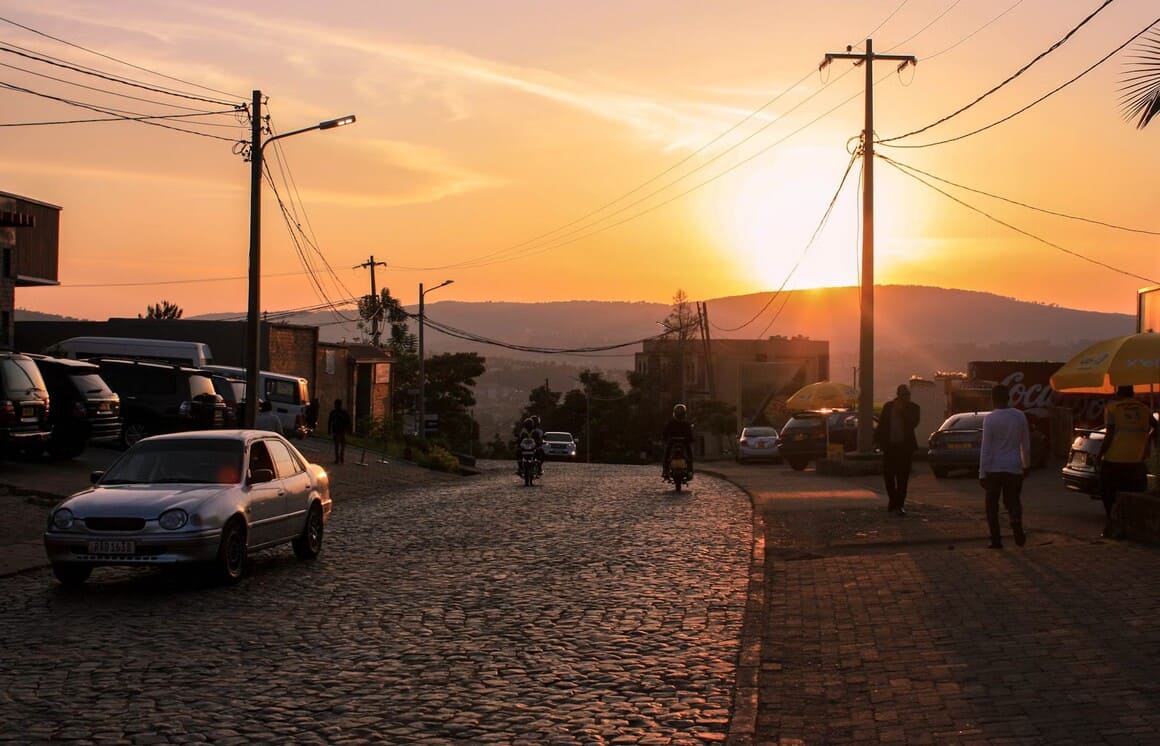streets of Rwanda during golden hour