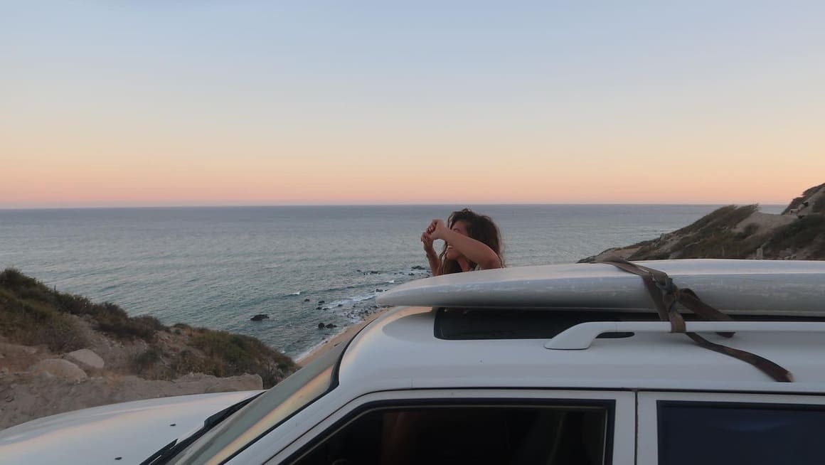 mexico baja sunset car