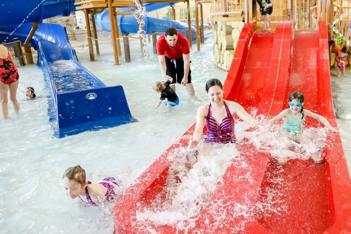 family in water park