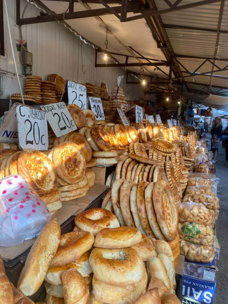 local bread stall at traditional market