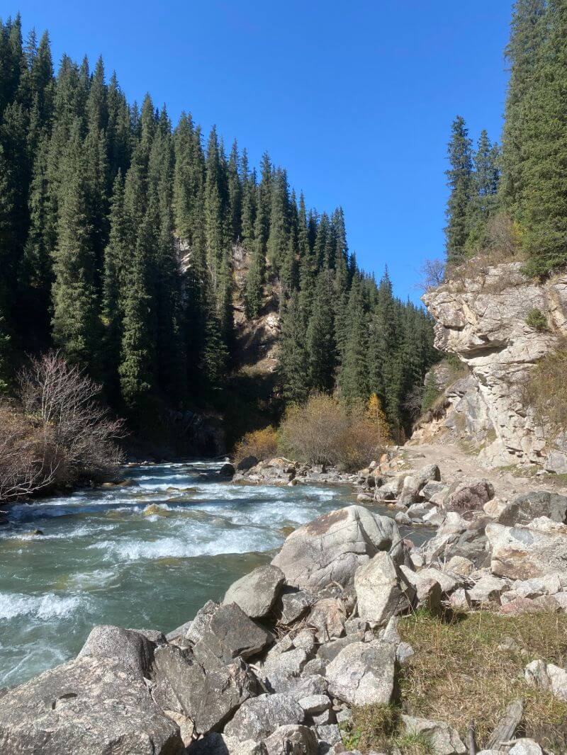 flowing river at karakol gorge