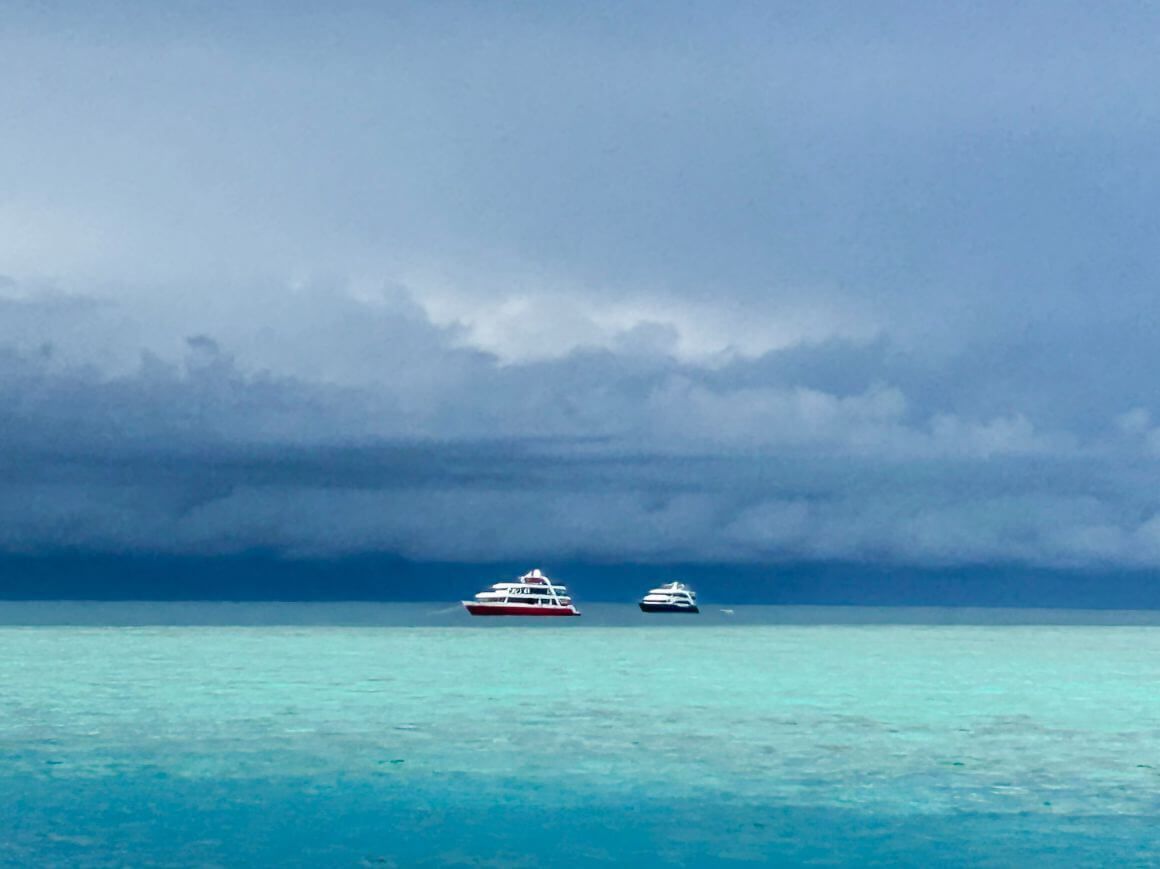 maldives island a cruise ship at the sea