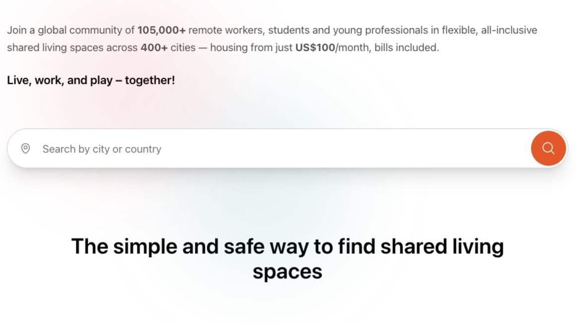 Coliving.com community search bar