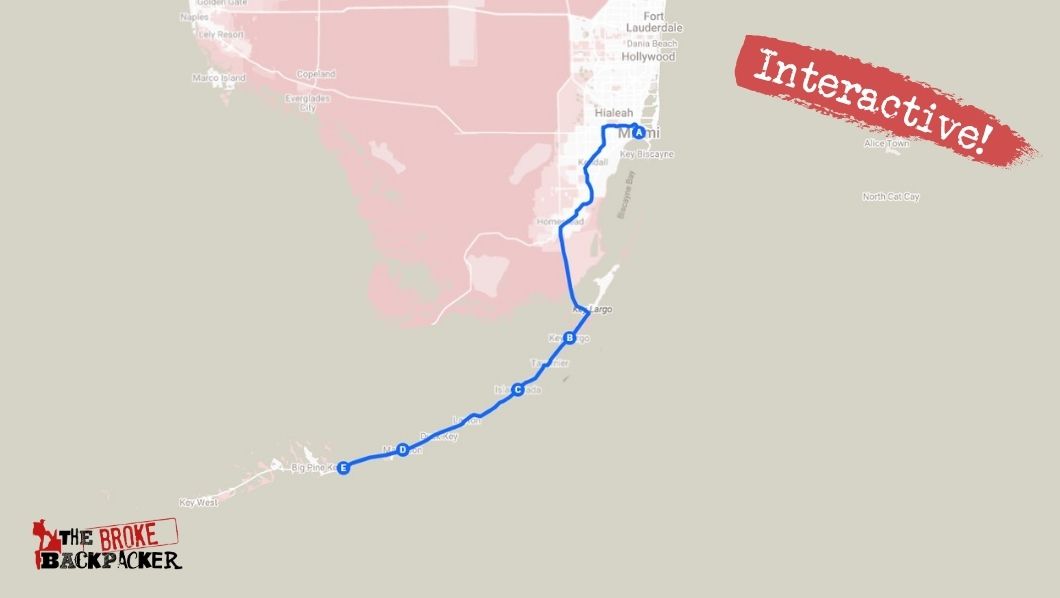 Miami to Key West Road Trip Route 2 Island Hopper Adventure map