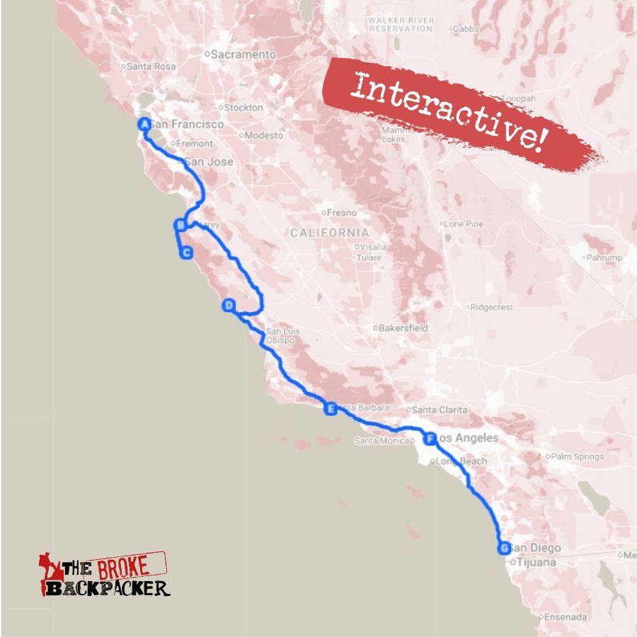 The Classic Coastline Route 1 map