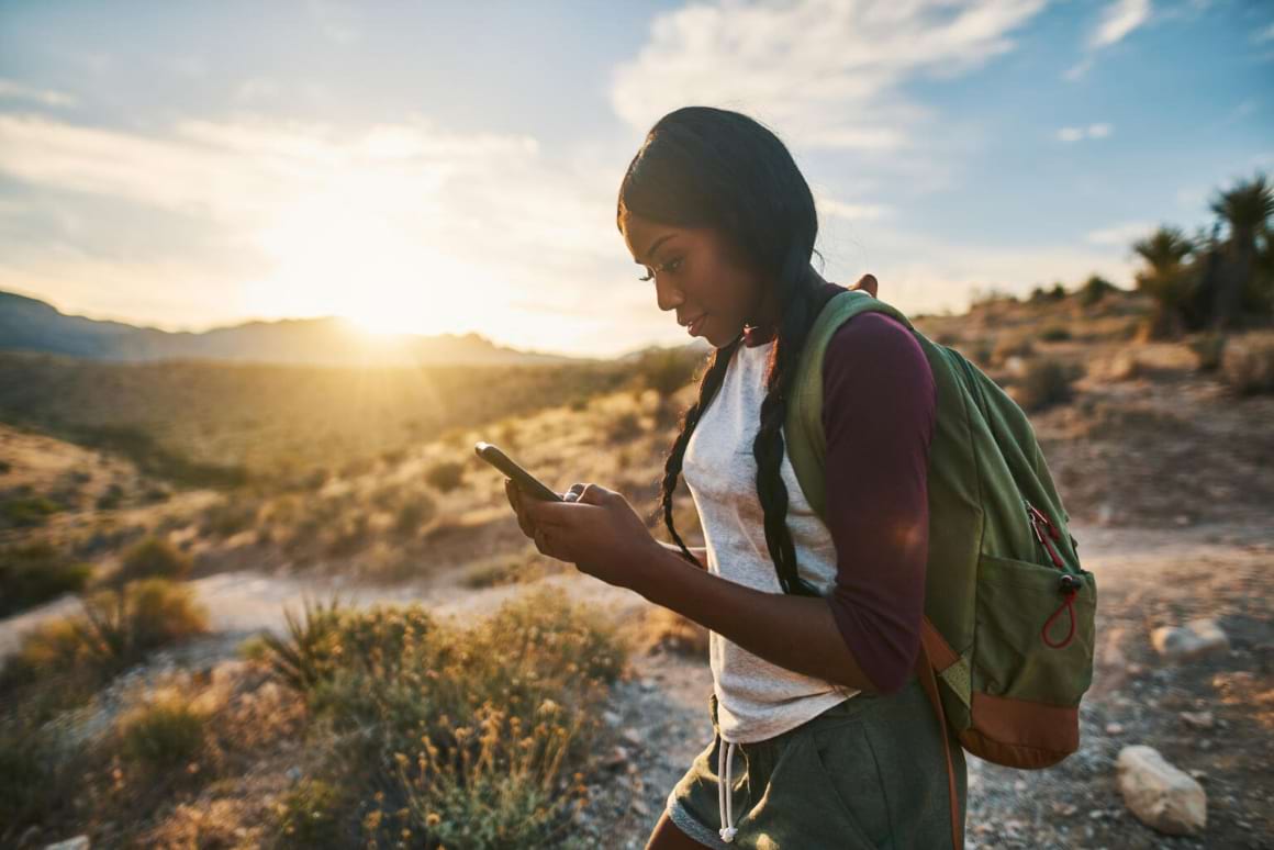 nevada woman while hiking in red rock canyon
