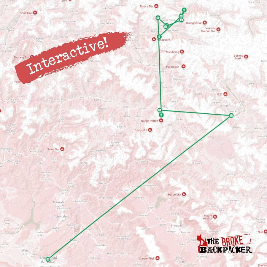 Pakistan Itinerary for Two Weeks Map