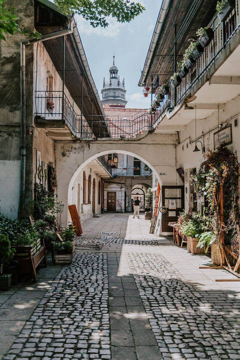 paved stone streets in kazimierz, krakow