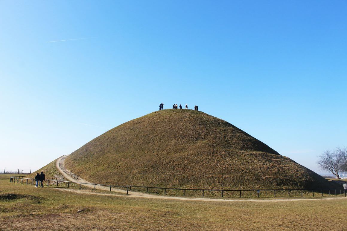 krakow krakus mound tourist at the mountain top