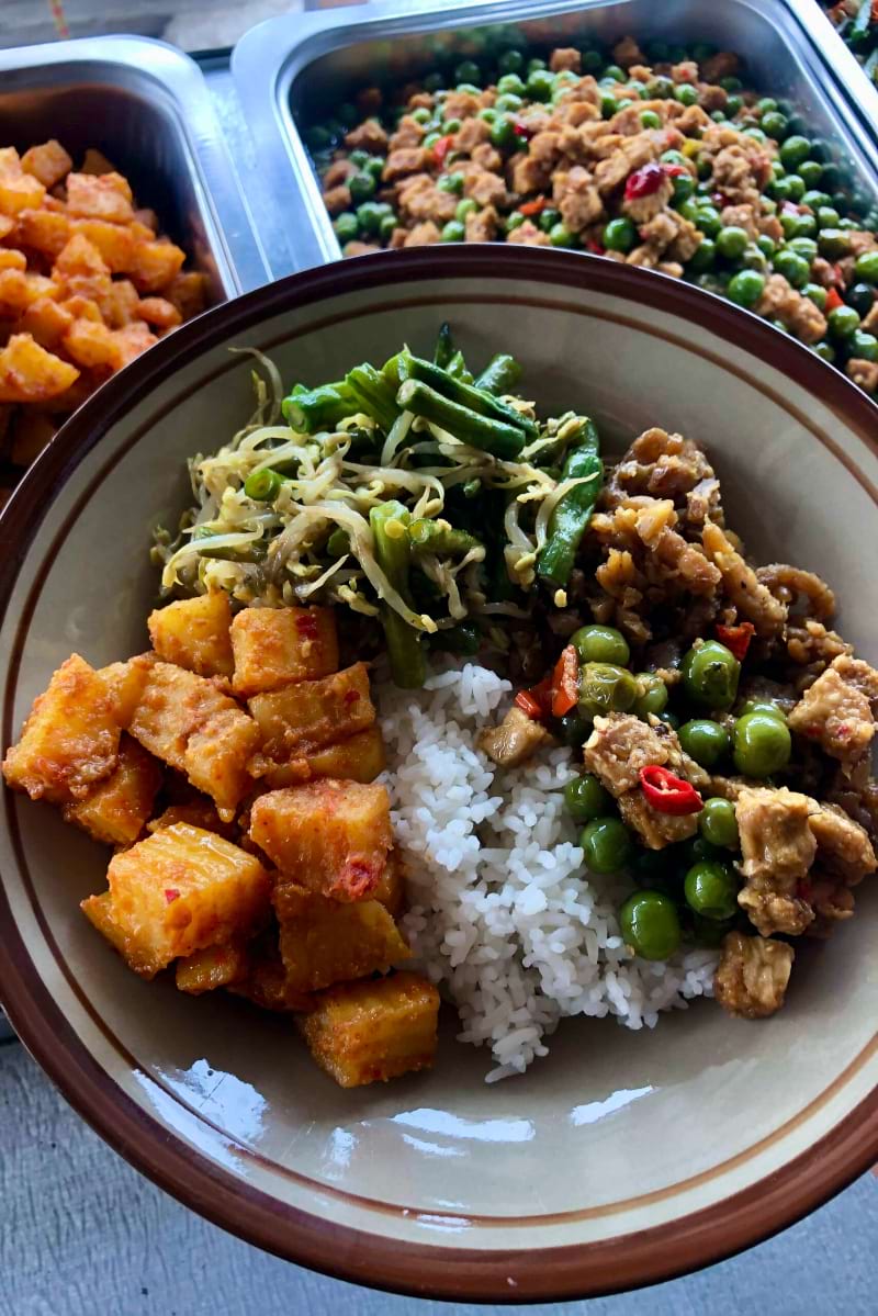 Sundanese food nasi campur west java Indonesia