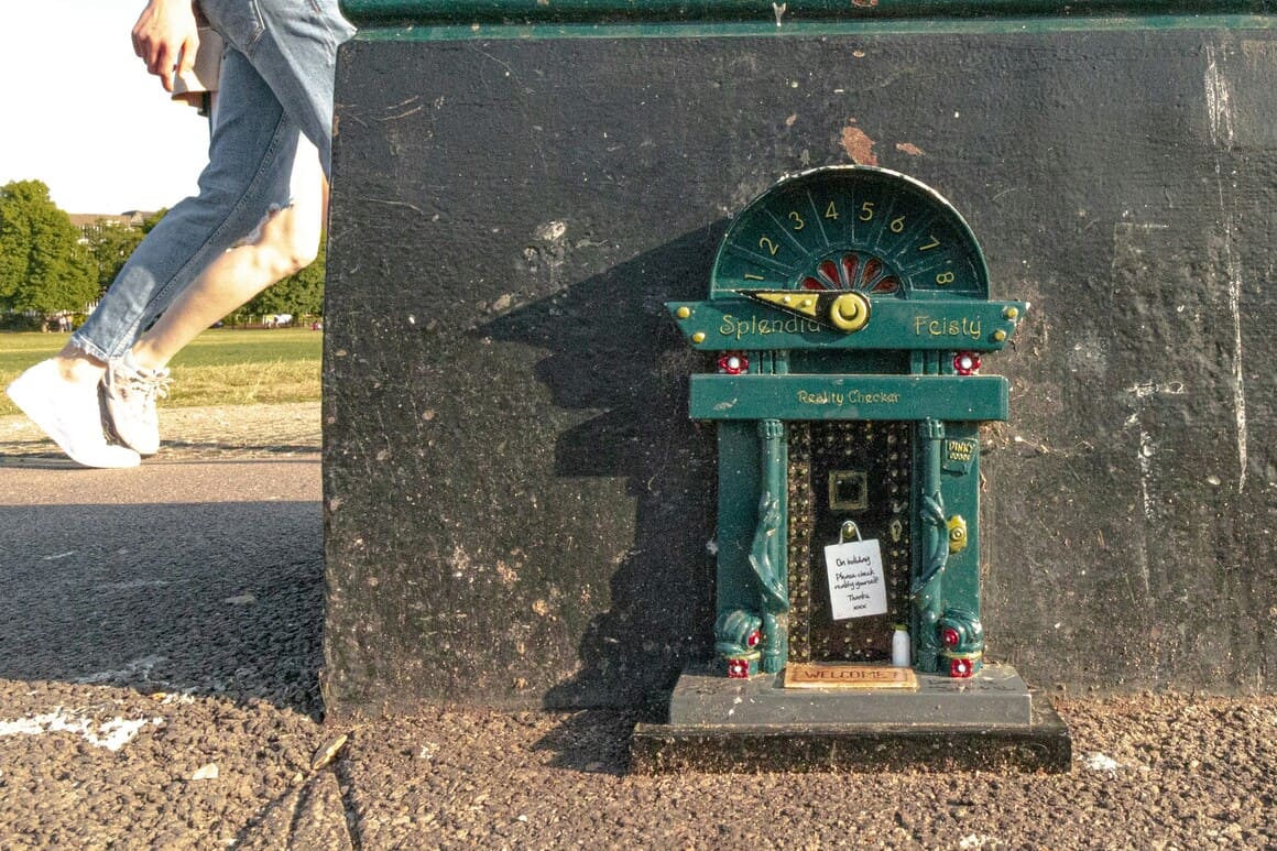 A miniature door called a dinky door in Cambridge, England in the UK