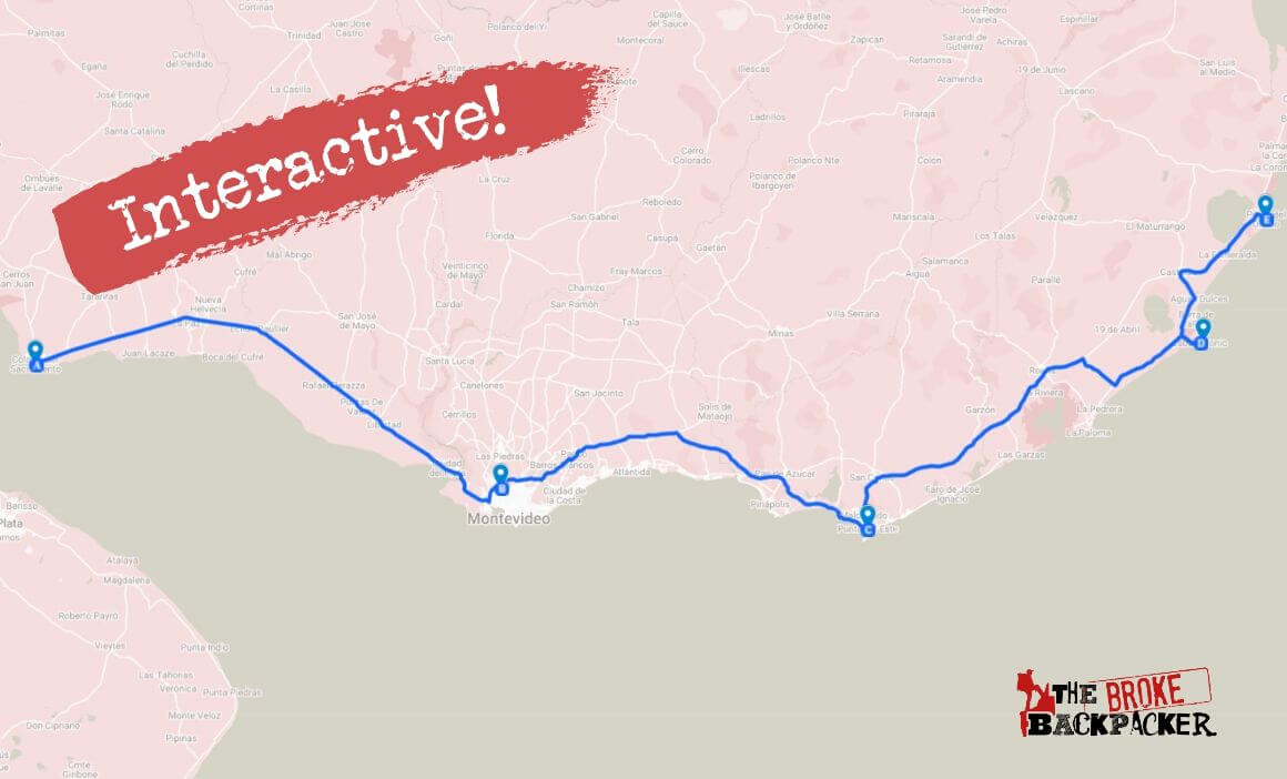 Uruguay 14 Days Costa to Campo map
