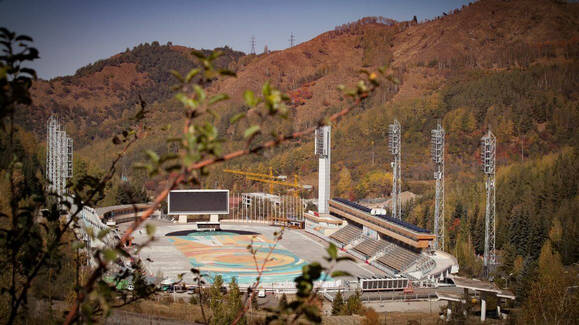 medeu skating rink by the mountains