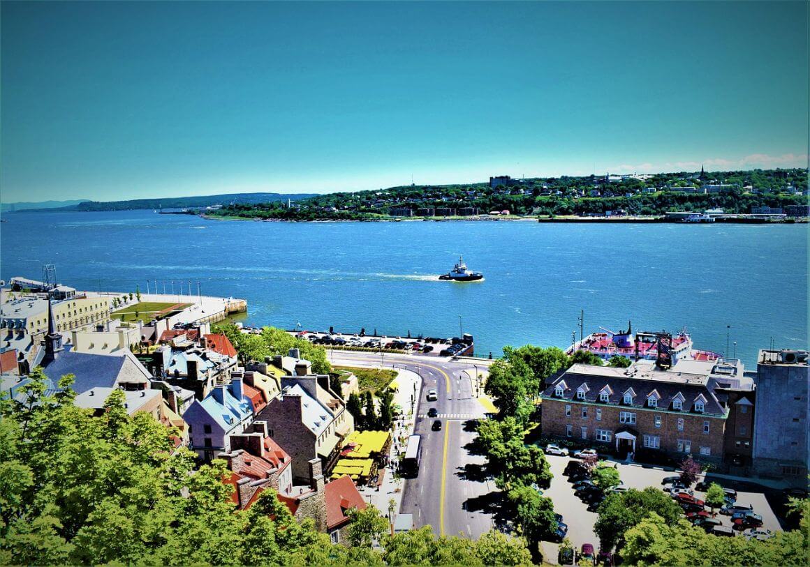 quebec city st lawrence river view with boat