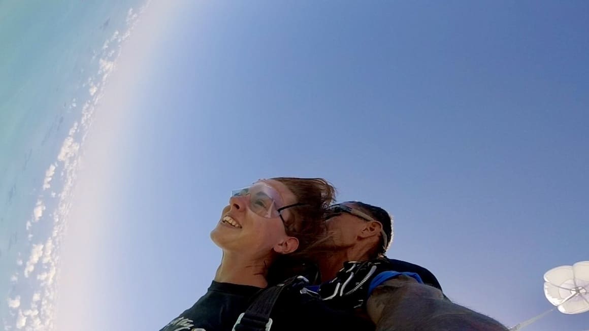 Maria on a tandem skydive
