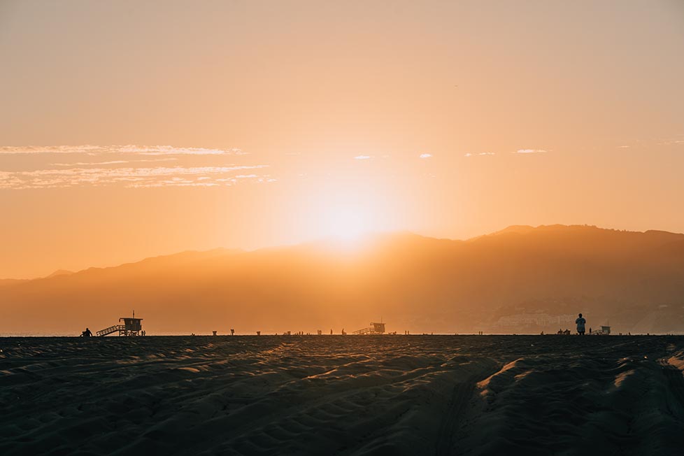 Santa Monica beach in Los Angeles, United states of America at sunset