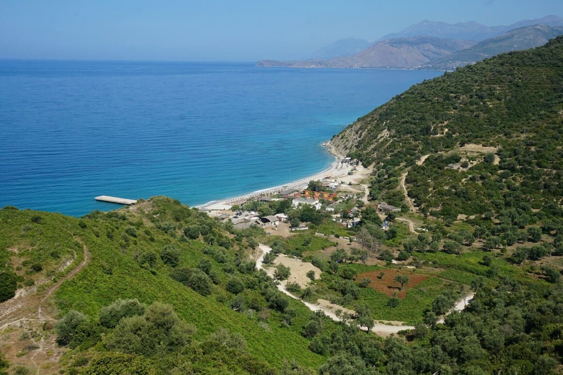 View from Borsh Castle, looking down to the ocean of the Albanian Riviera