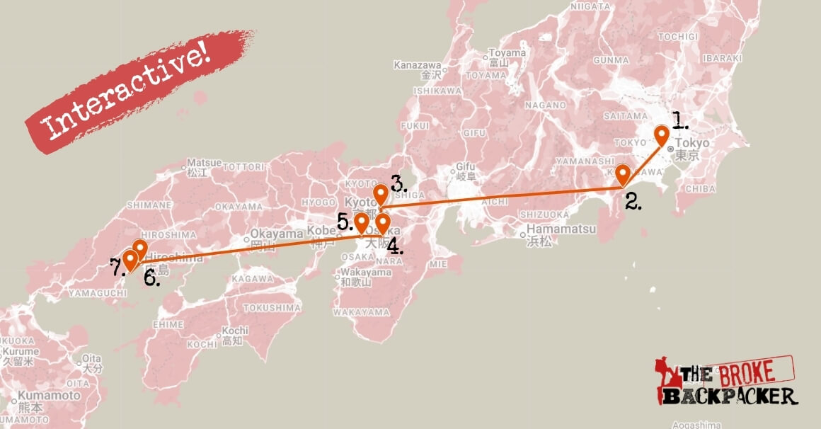 backpacking in japan the heavy hitters map