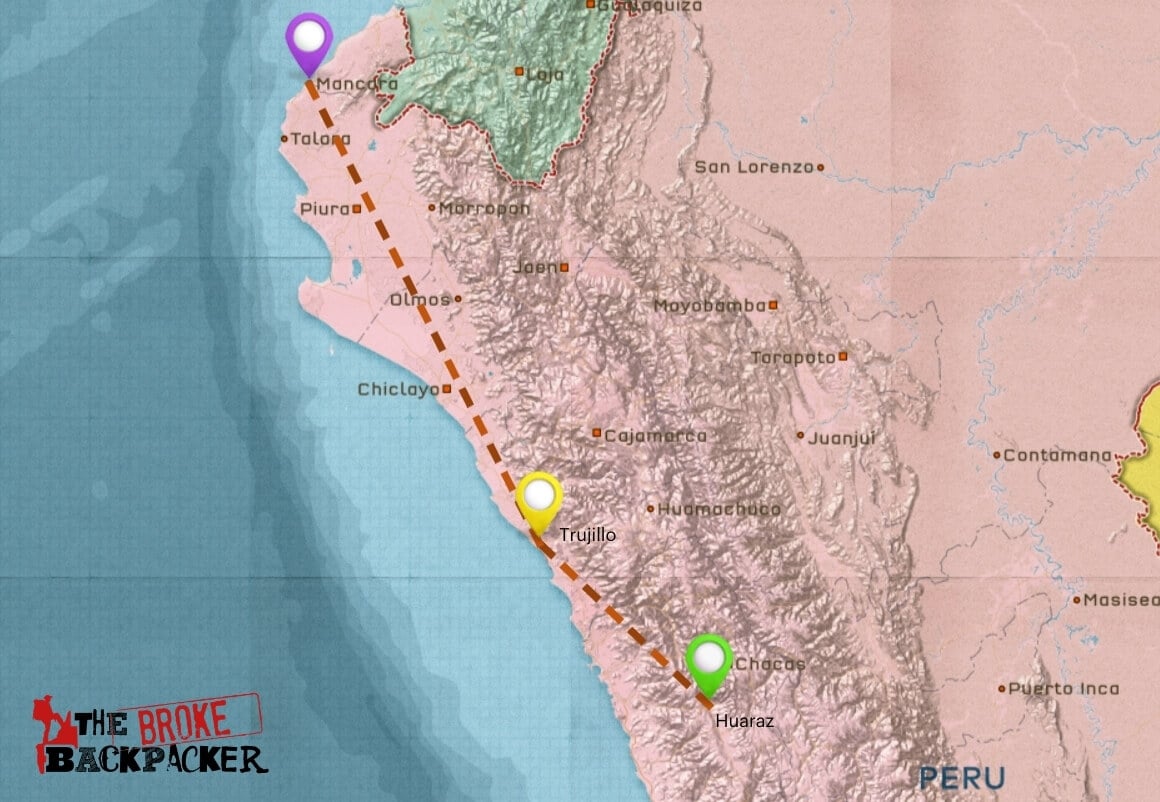 one week itinerary for northern peru map