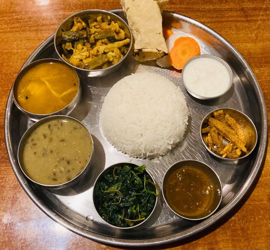 traditional local meal in nepal dal bhat