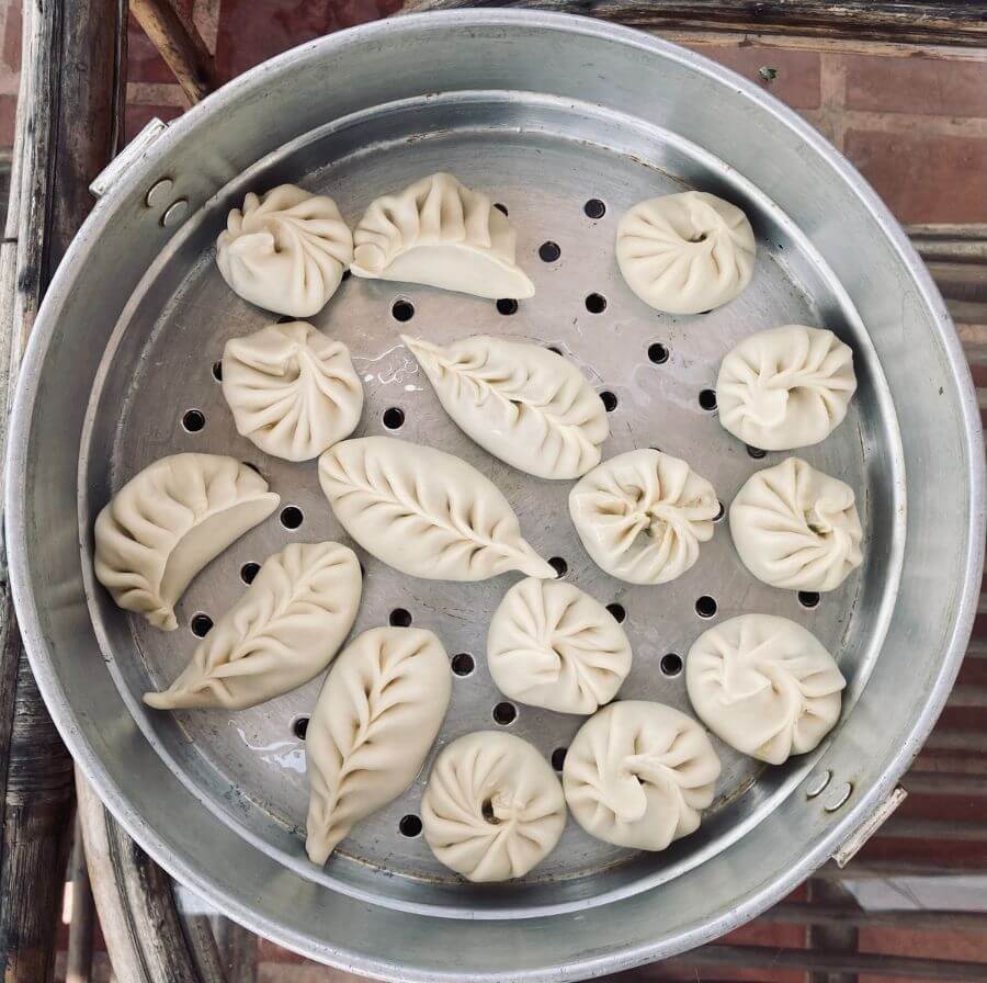 steamed momo, local dumpling dish in nepal