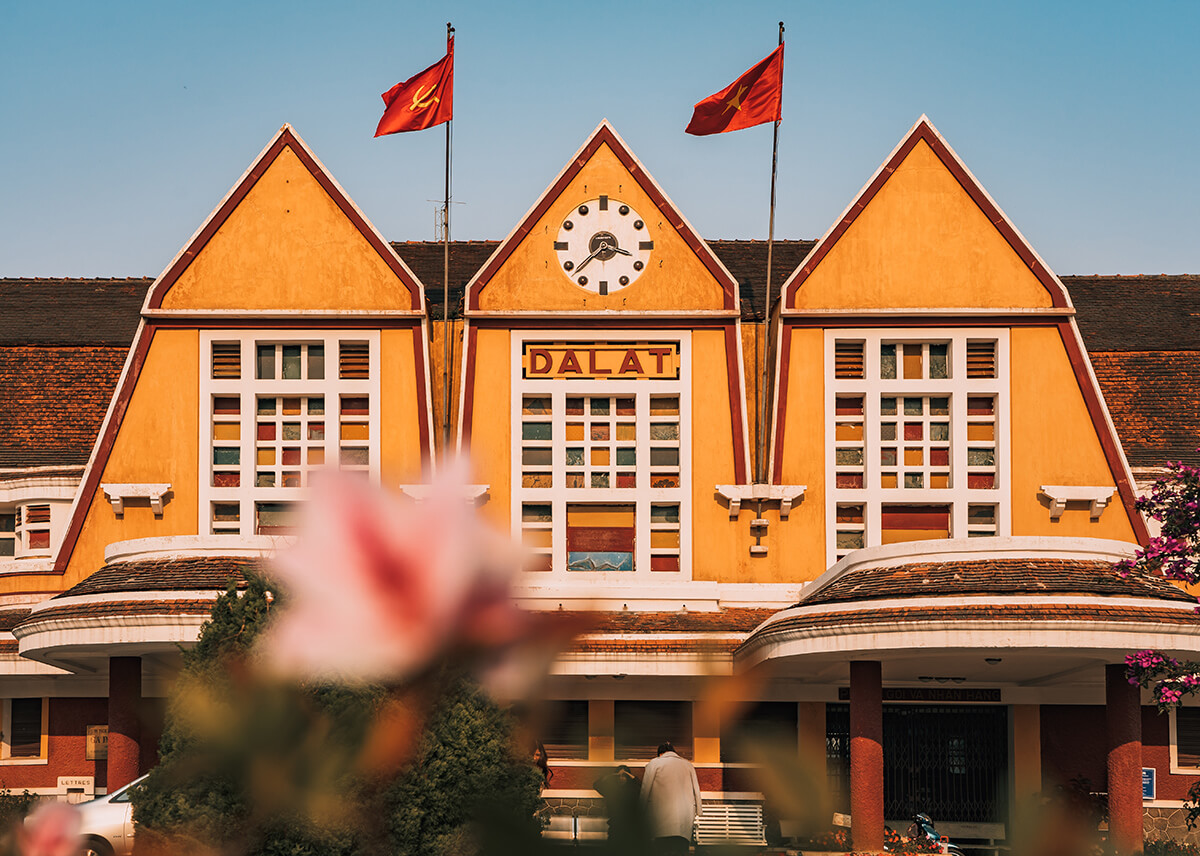The exterior of the famous Da Lat train station in Vietnam