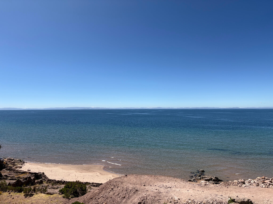 Beaches of Taquile with Bolivia in the distance