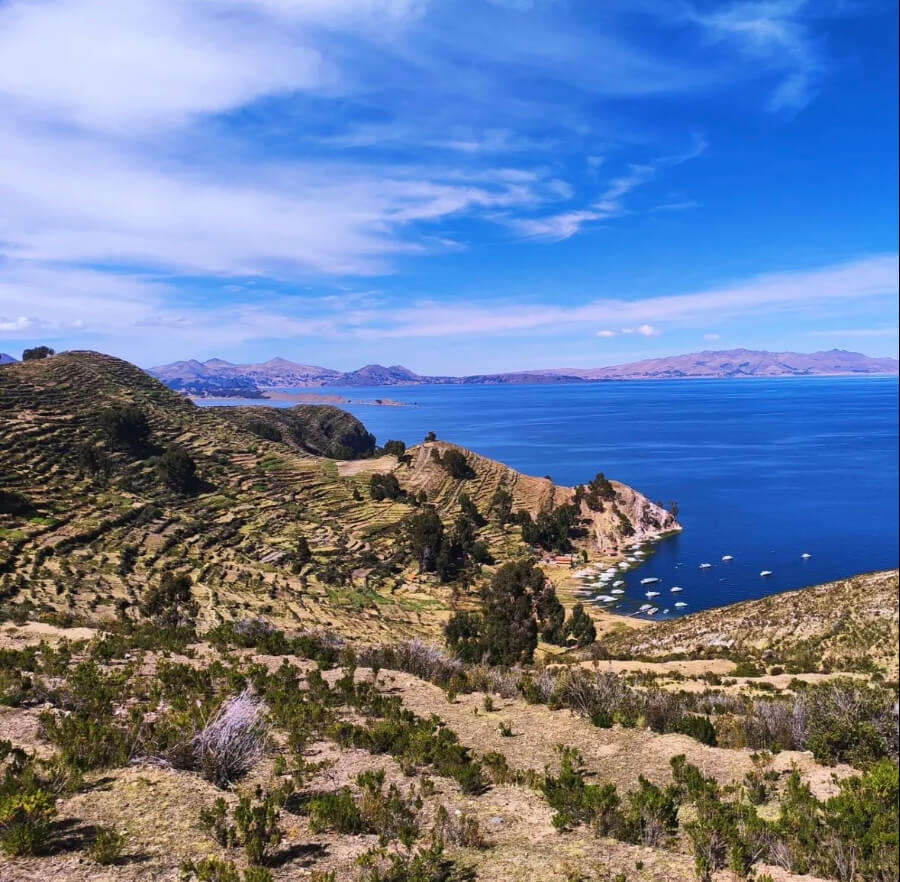 view towards the mainland from Templo del Sol
