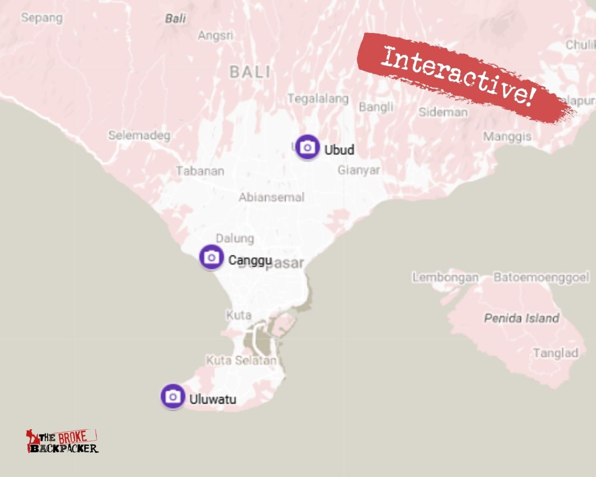 1 Week Travel Itinerary Bali map