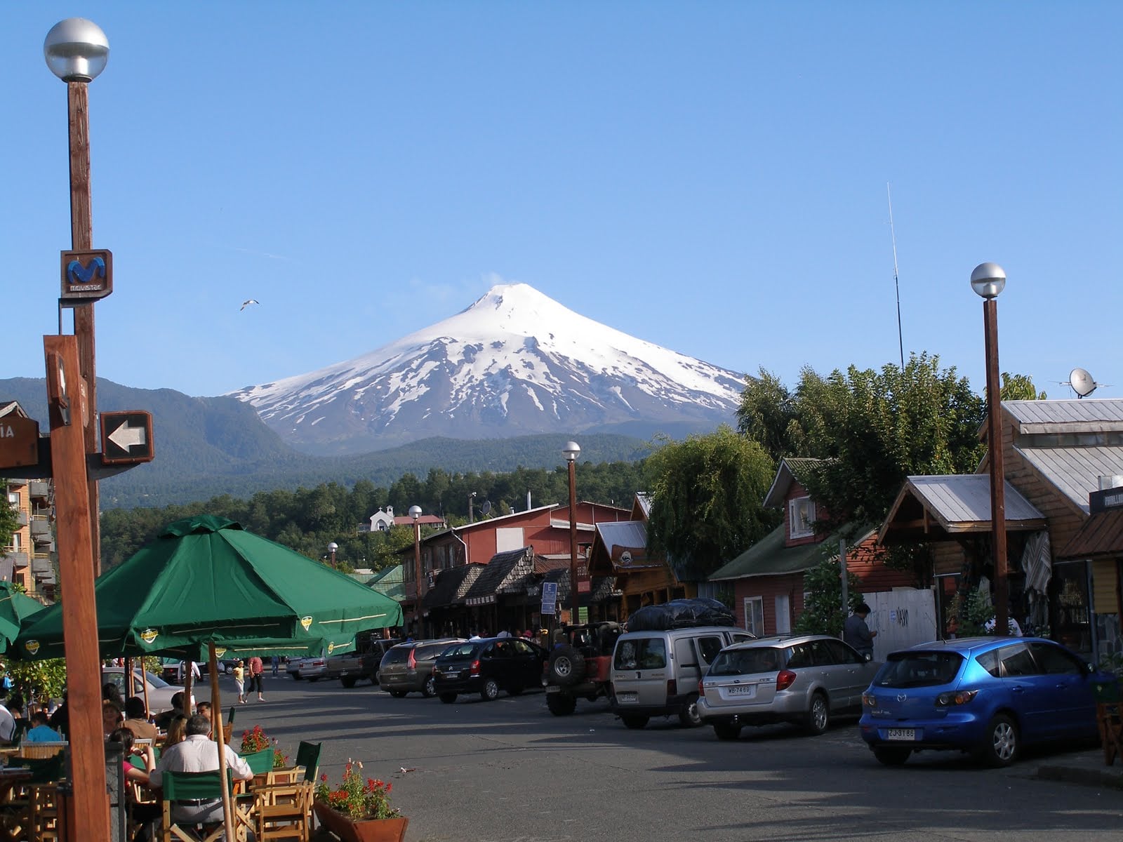 Pucón, Chile, with Villarica Volcano in the background