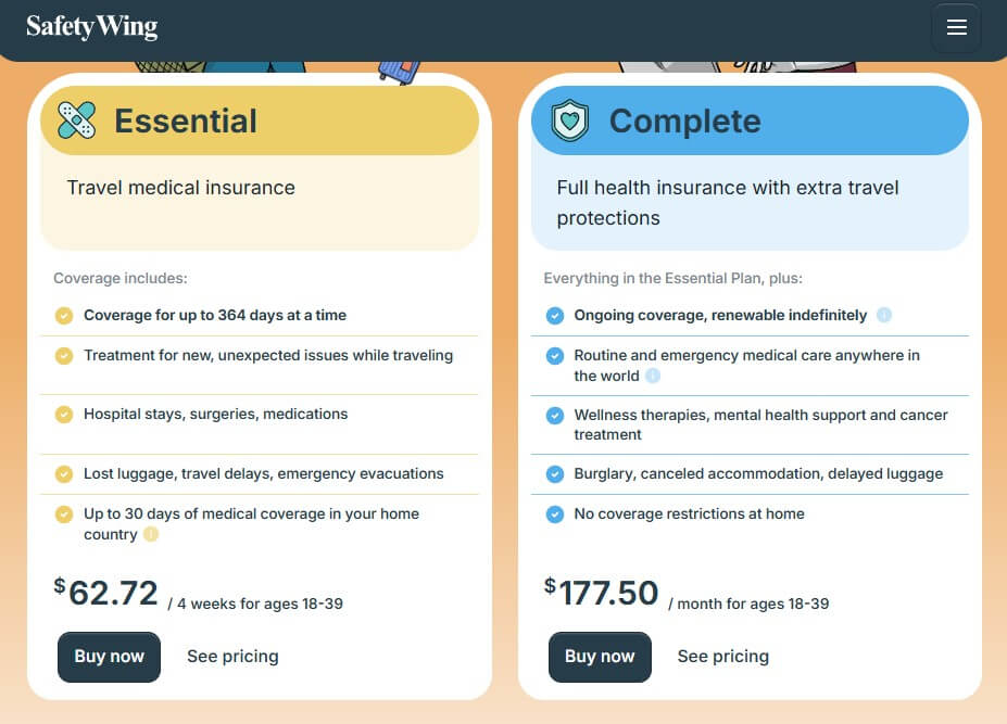 safetywing essential vs complete page