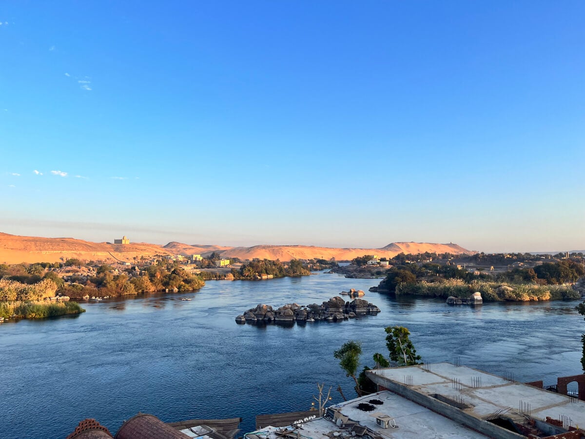nile river view in aswan, egypt