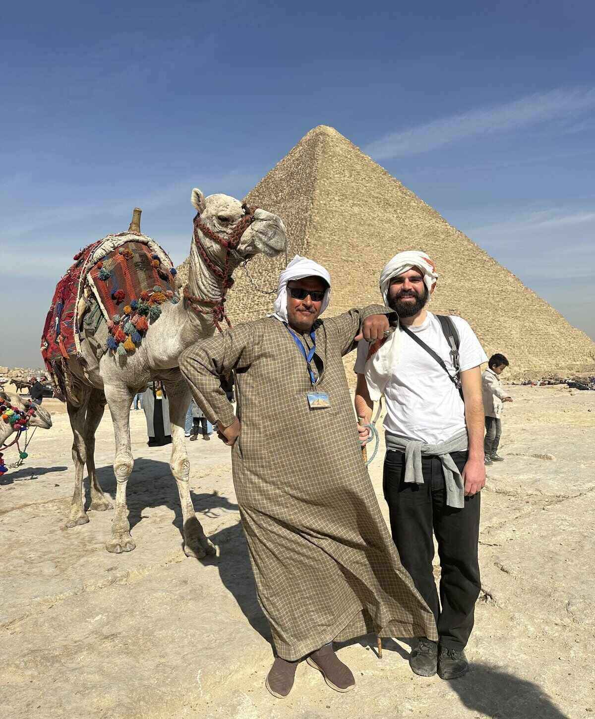 tomas hanging out at the pyramids of giza in Egypt
