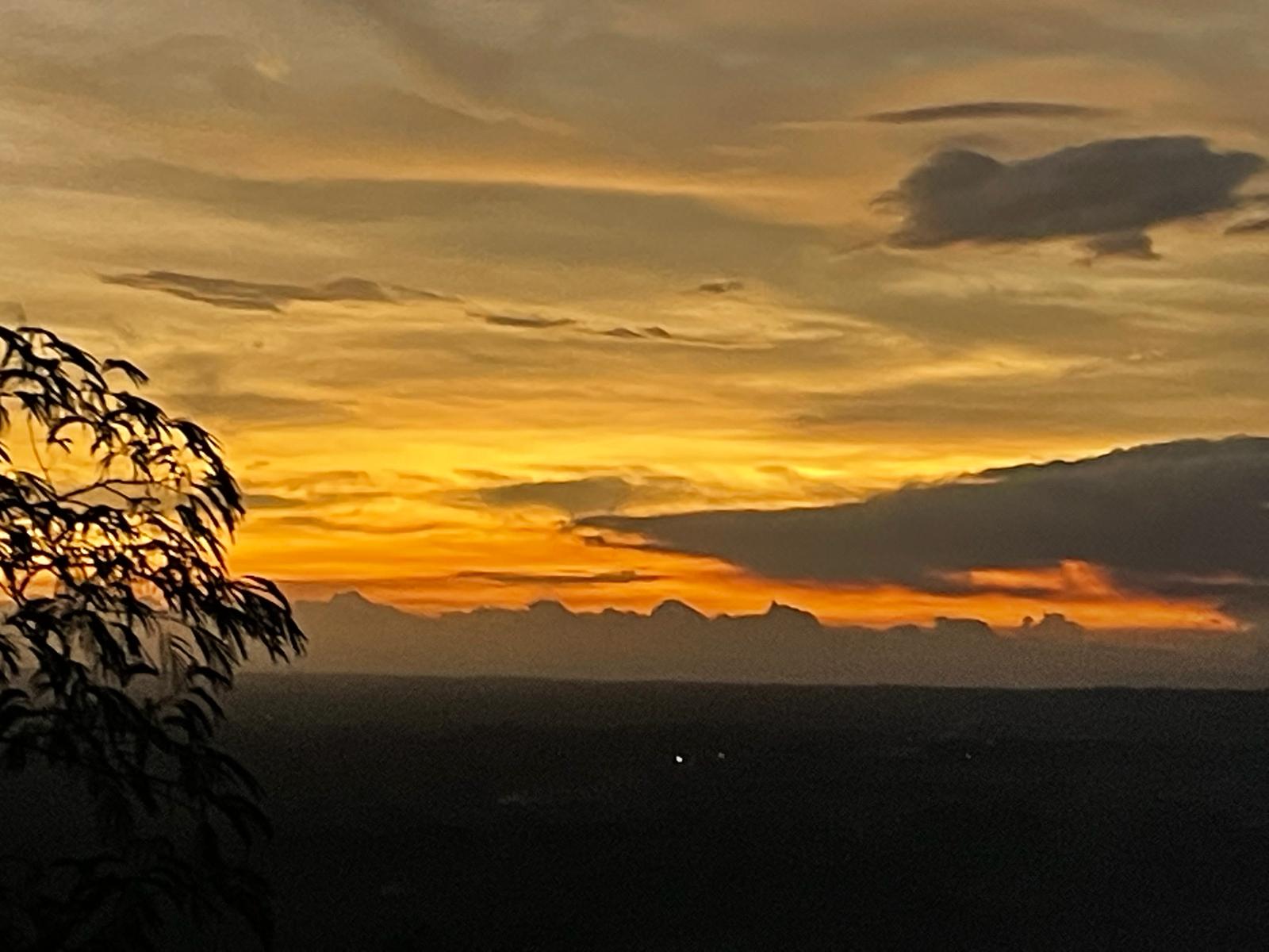 The sun setting over the jungle at Treehouse Nicaragua.