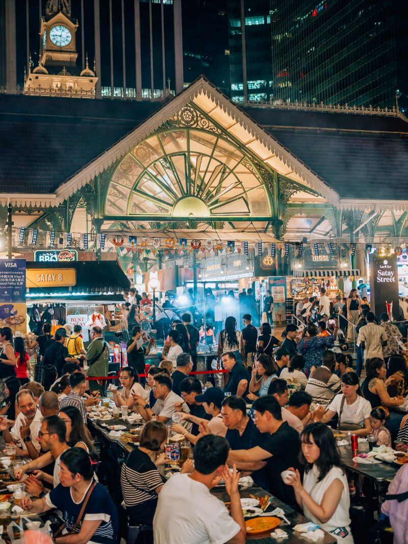 croded out door night market full of food stalls