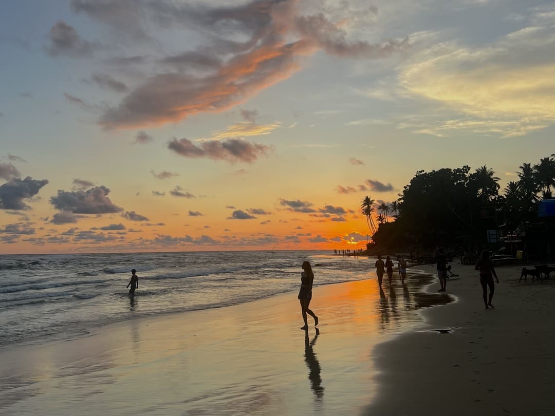 sunset on kabalana beach, sri lanka