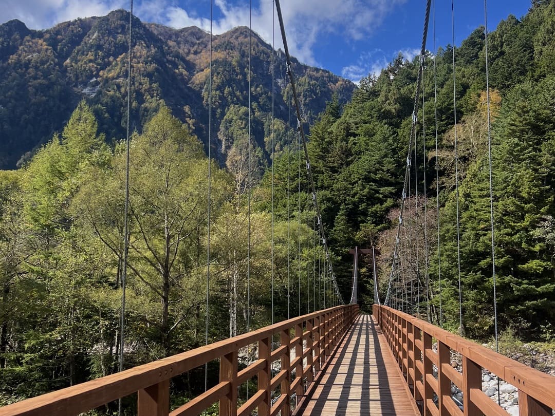 bridge in kamikochi national park, japan