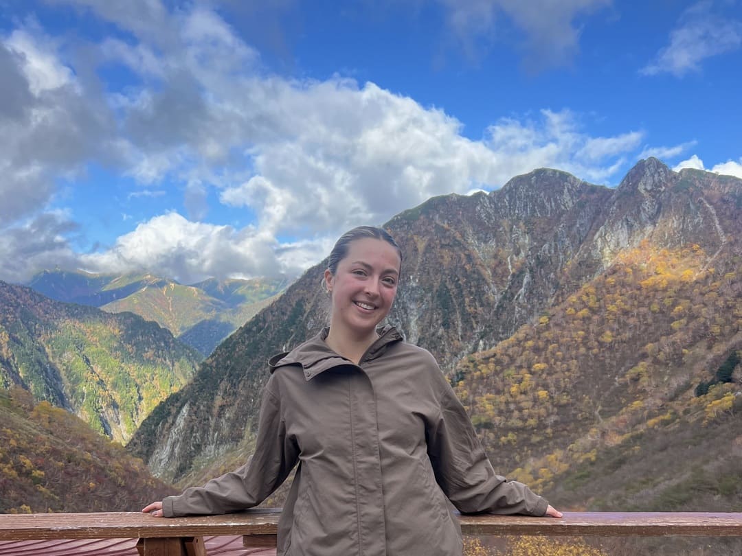 taya at the top of karasawa cirque, japanese alps