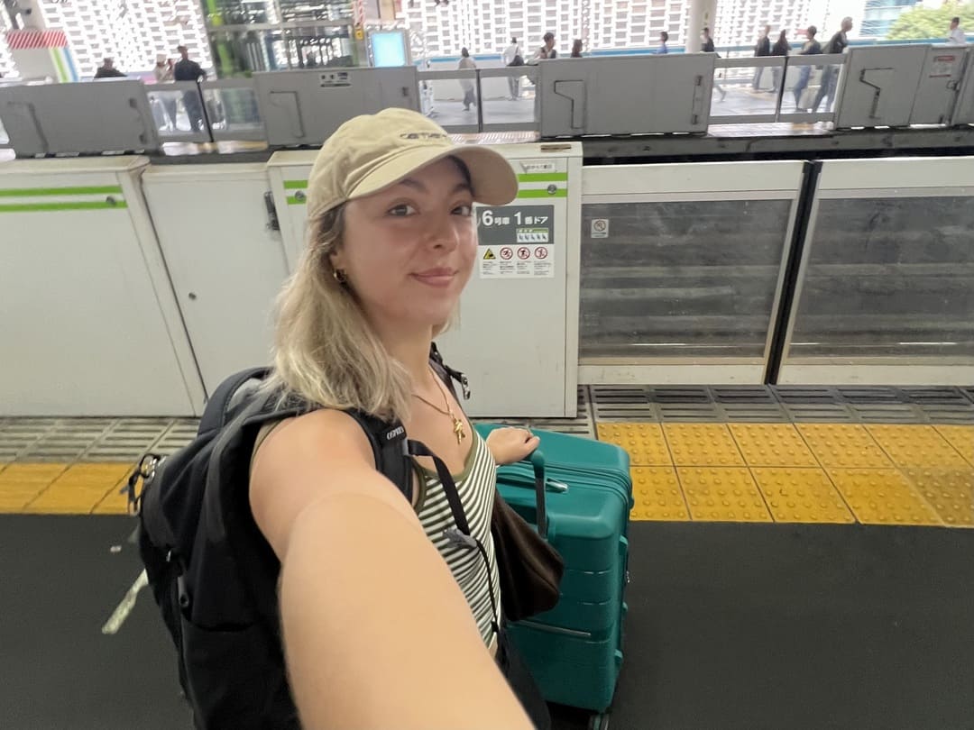 taya travelling by train to matsumoto, japan