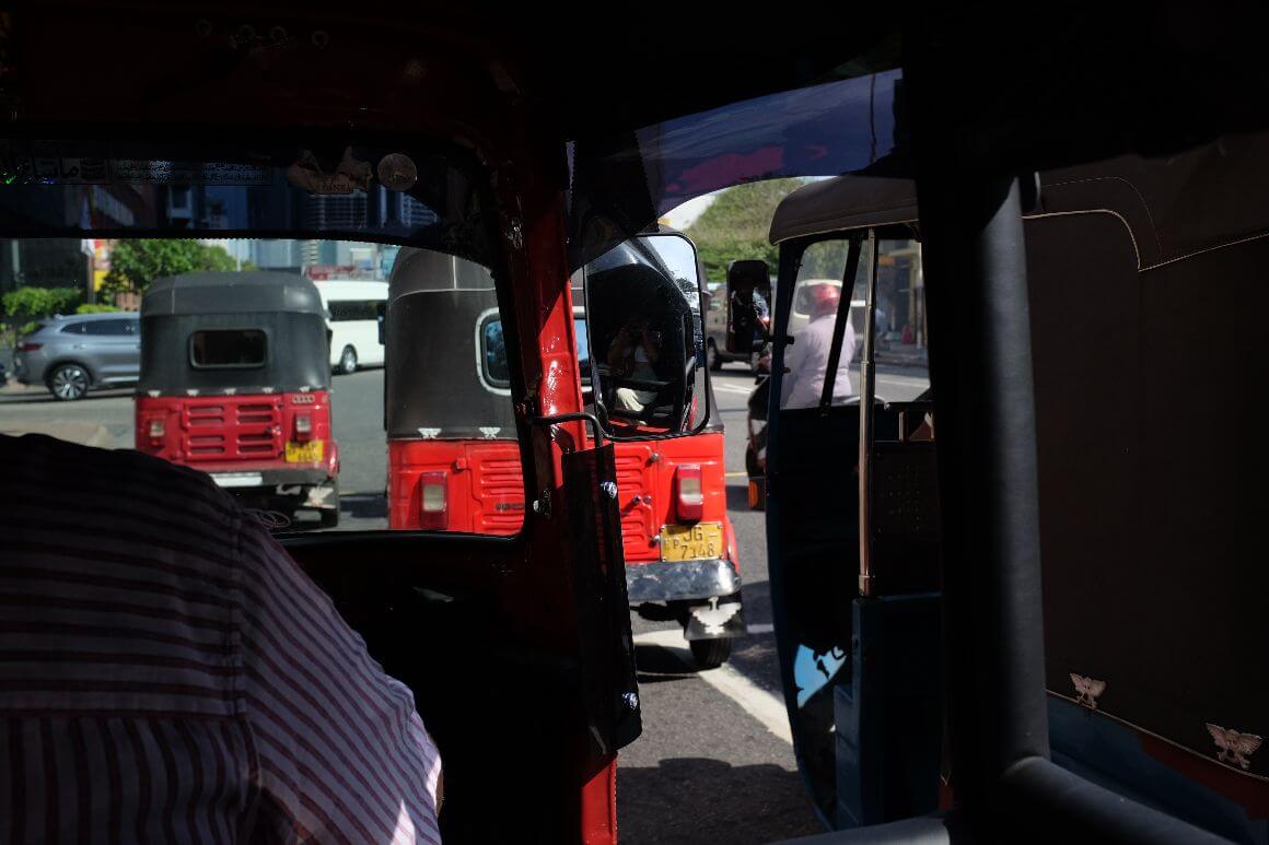 view inside a tuktuk, local transportation on the road
