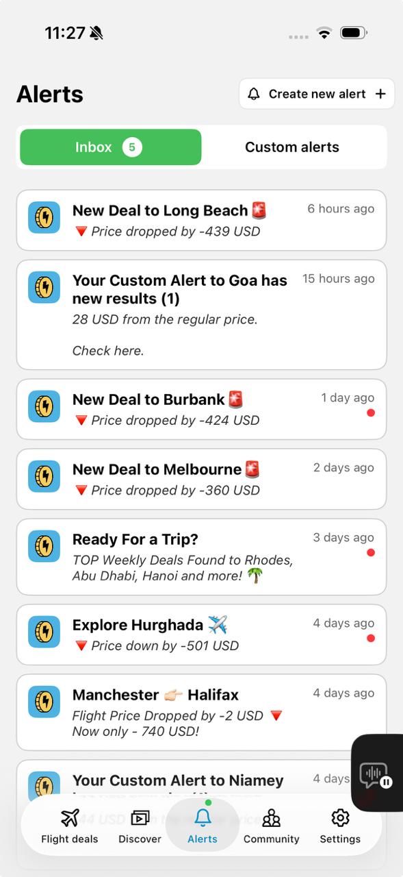 ratepunk alerts app screenshot