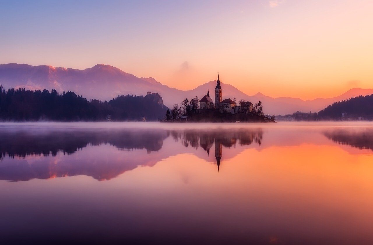 dreamy scenery in lake bled, slovenia
