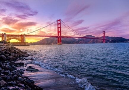 Fly Over San Francisco at Sunset