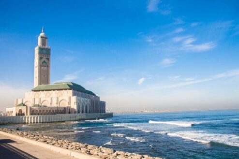 casablanca mosque by sea