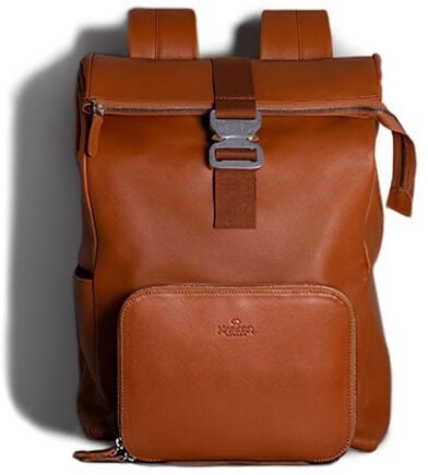 Harber London Leather Roll Top Backpack