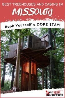 Best Treehouses and Cabins in Missouri Pinterest Image