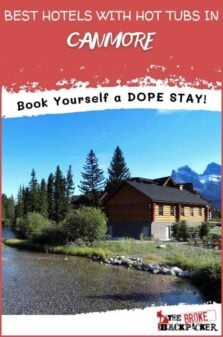 Hotels with private hot tubs in Canmore Pinterest Image