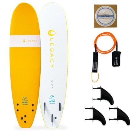Legacy 7ft 2in Soft Surfboard Foamie Beginner Board Fins
